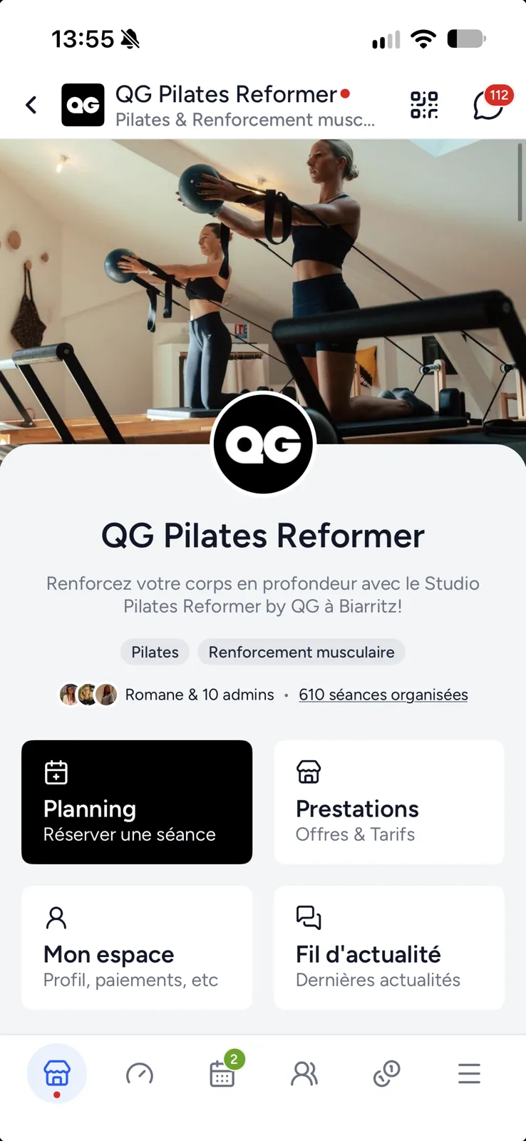 QG Pilates Reformer studio in the Shaker app