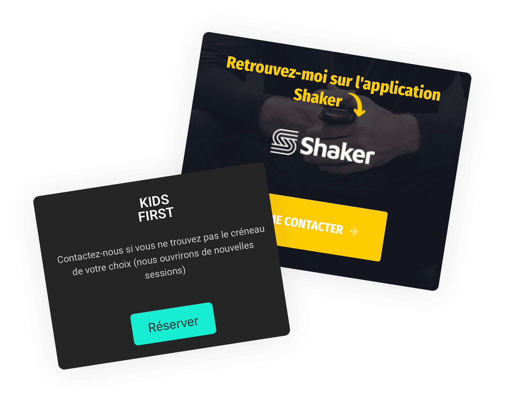 Shaker branded mobile app screens