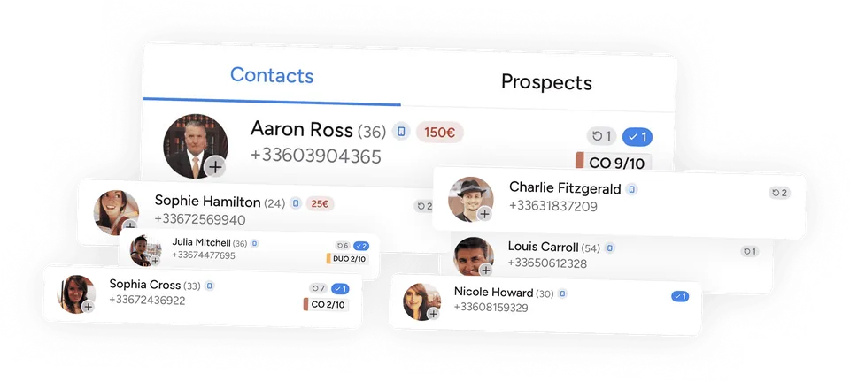 Shaker client profiles and contact screens