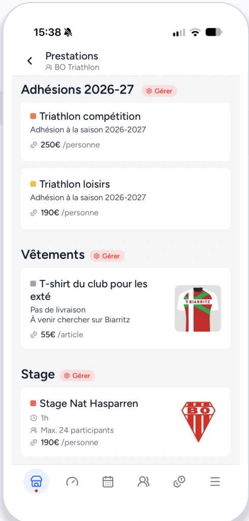 Commercialisez les offres et les activités des sections en ligne