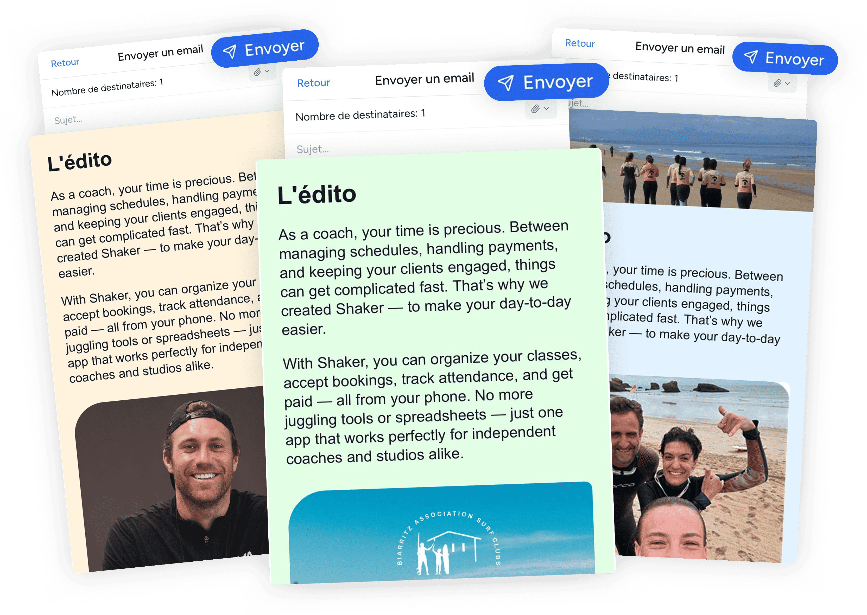 Shaker messaging and community screens